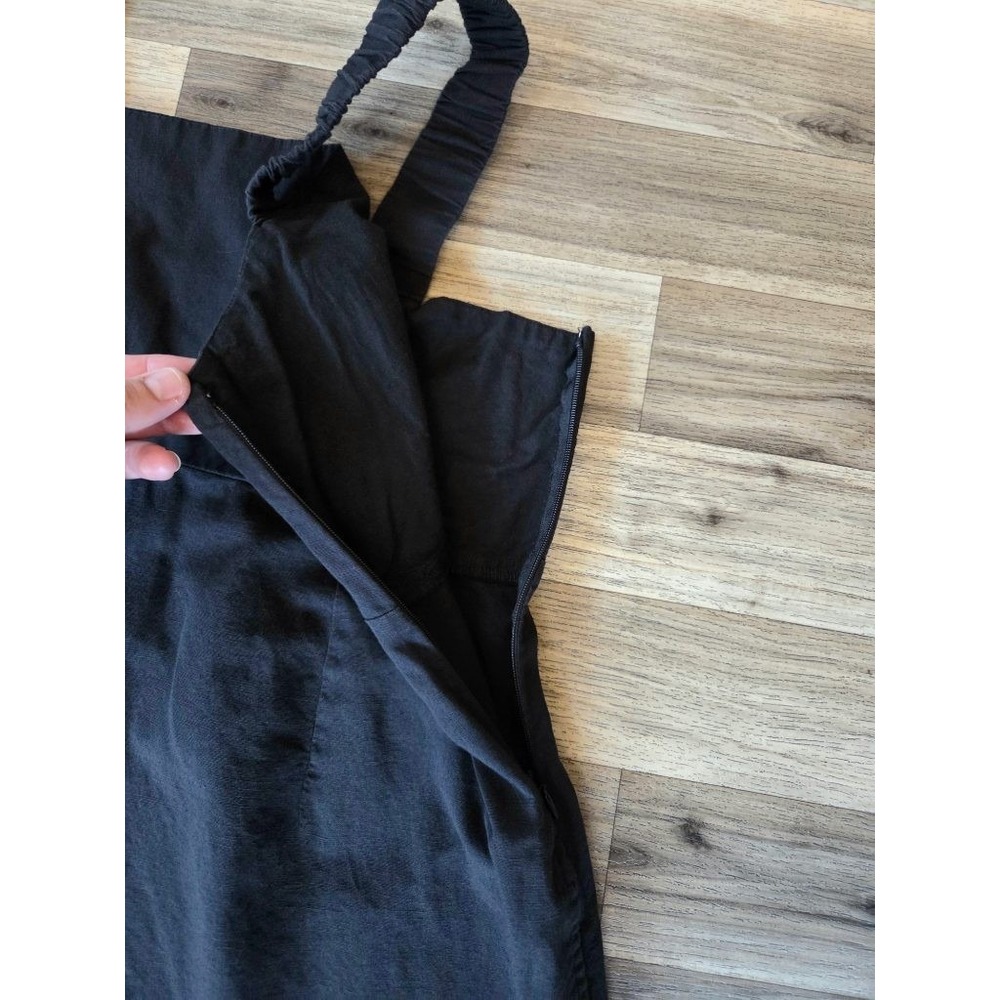 Pact Organic Cotton Linen Maxi Dress Womens L Black Square Neck Boho Minimalist - Picture 6 of 12